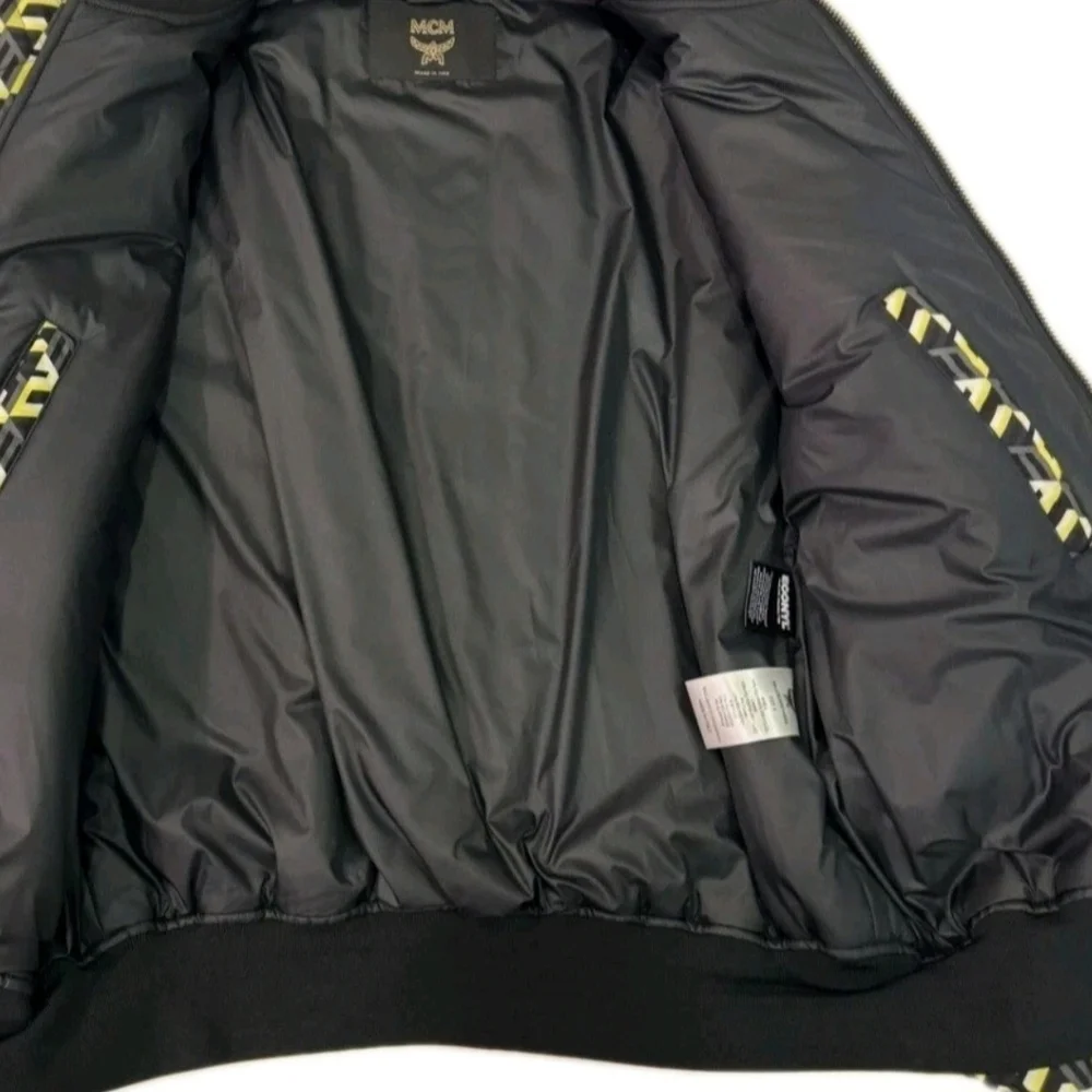 MCM Allover Cubic Monogram Logo Bomber Jacket /Black & Yellow Mens XXL - Picture 3 of 9